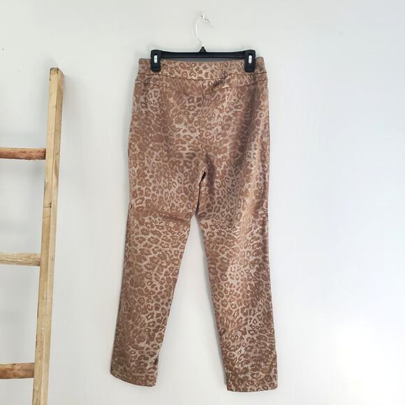 Slim-Sation By Multiples Straight Leg Leopard Print Pants Size 12 - Picture 2 of 8